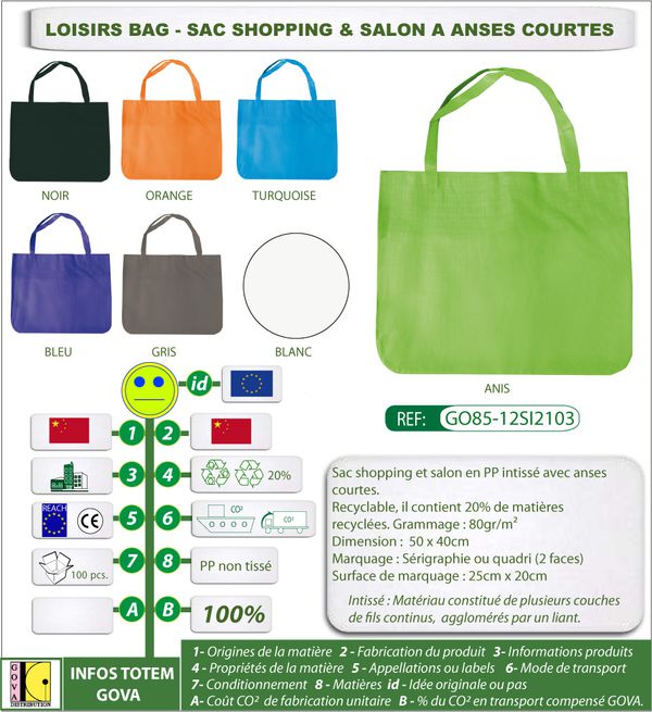 Sac shopping intisse loisirsbag 50x40cm