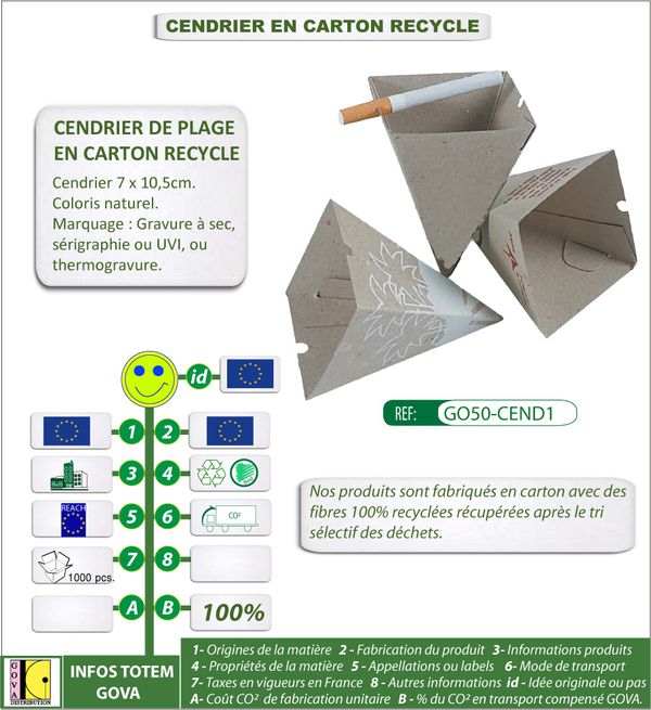 Cendrier-publicitaire-automontable en carton recycle GO50-C