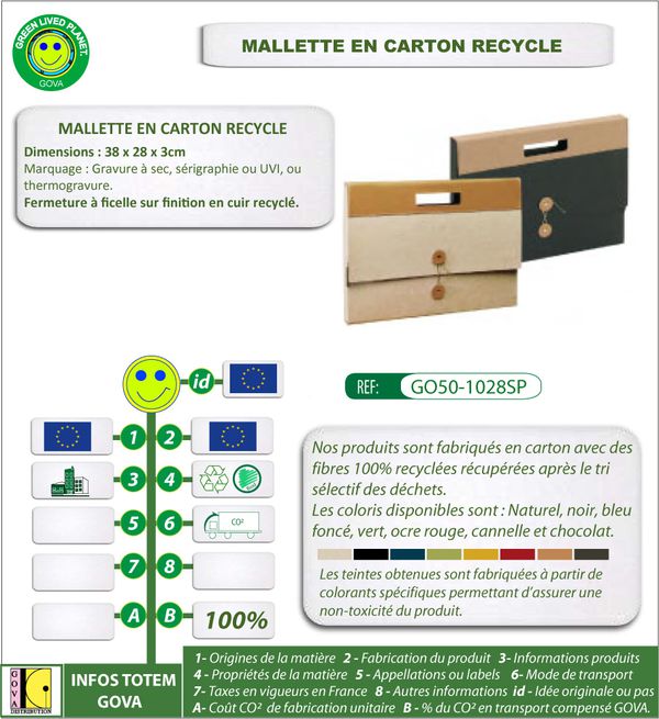 Mallette en carton recycle ref 1028SP