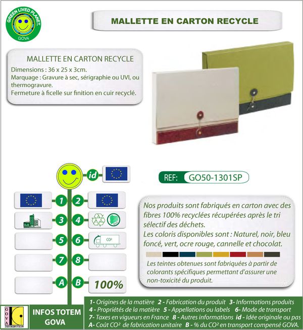 Mallette en carton recycle ref 1301SP