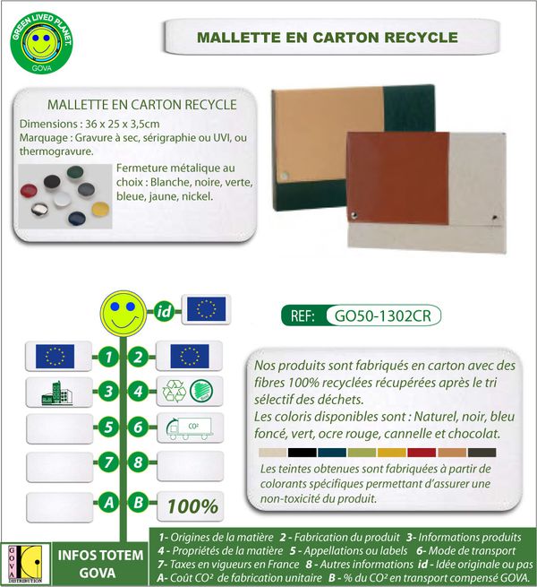 Mallette en carton recycle ref 1302CR