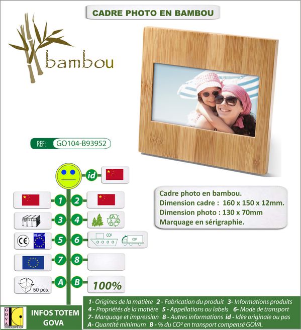Cadre photo personnalisable en bambou GO104 B93952