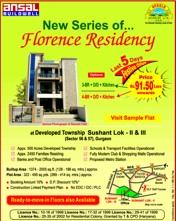 Ansal Florence Residency Sushant Lok Gurgaon | Ansal Township in ...