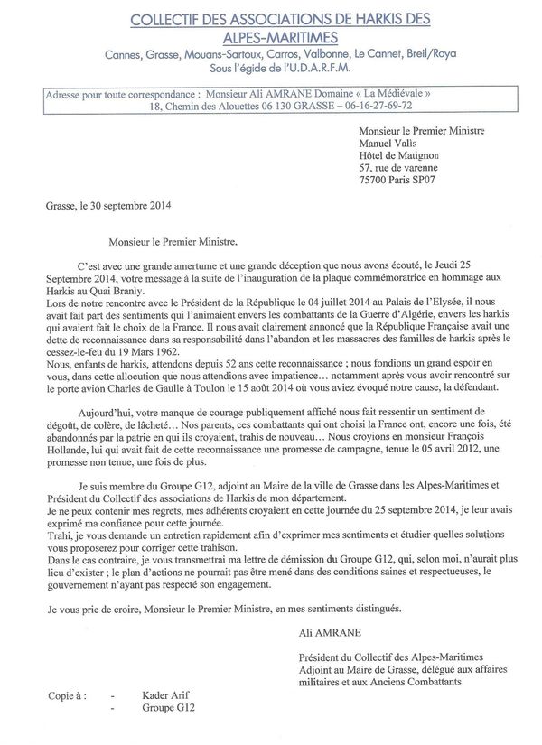 Lettre Collectif Alpes -Maritimes 30-09-2014