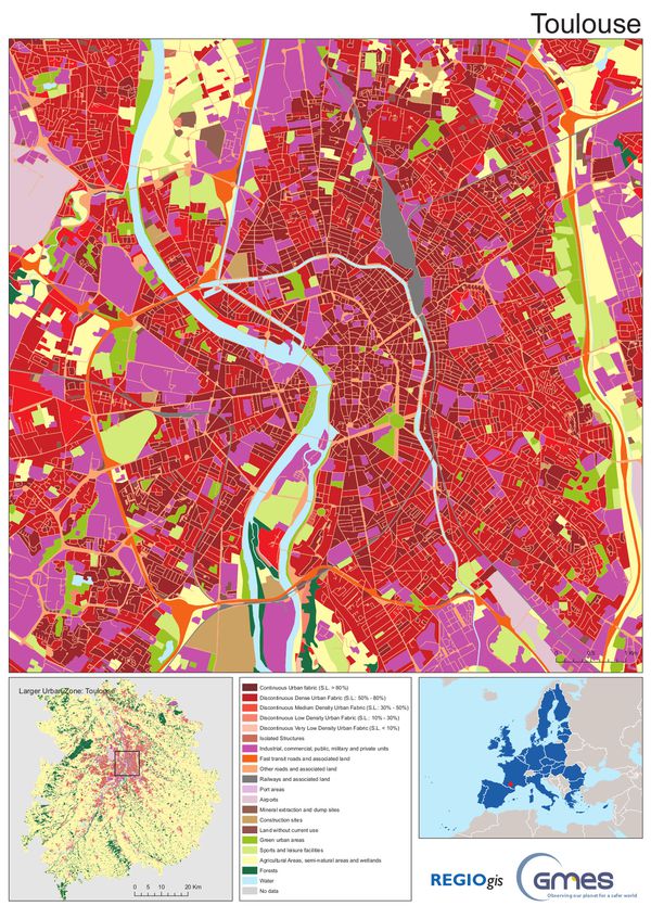 Copernicus Land - Urban Atlas - Toulouse - Centre - REGIOgi