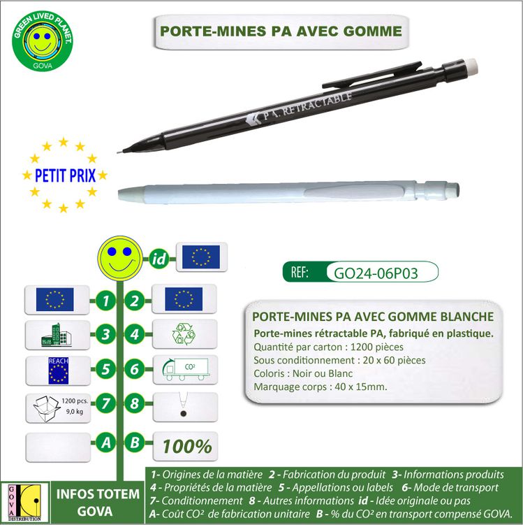 Porte Mines PA avec gomme GO24 06P03