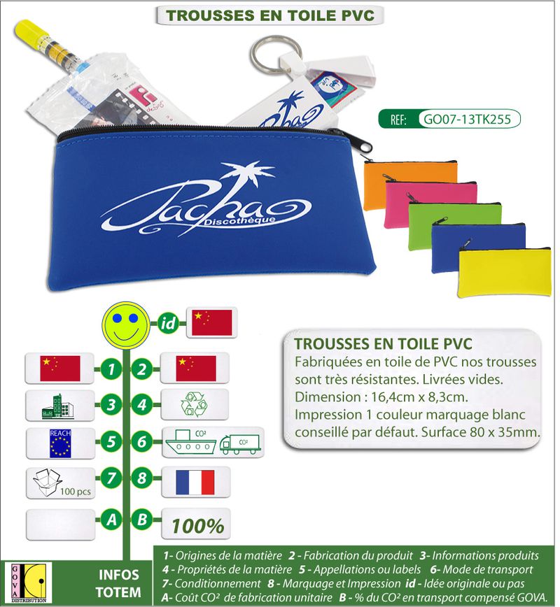 Trousses en pvc plusieurs coloris avec personnalisation GO0