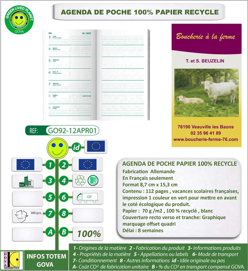 OBJPUB Agenda poche recycle GO92 12APR01