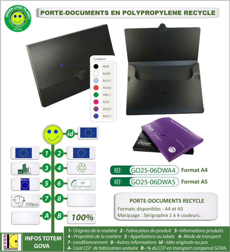 Porte document en polypro recycle ref GO25 06DWA4